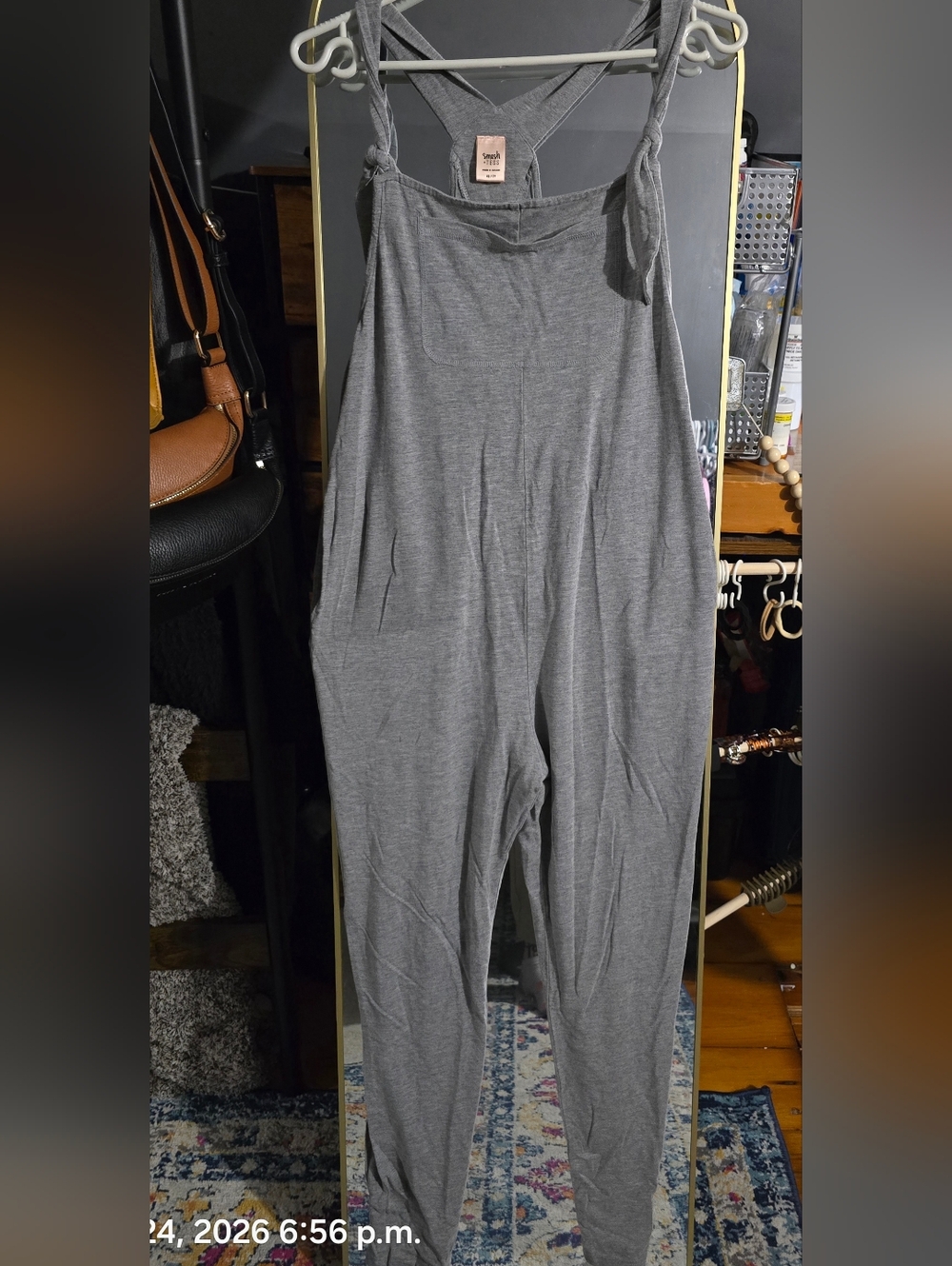 Smash + Tess Heathered Gray Overall Style Romper.